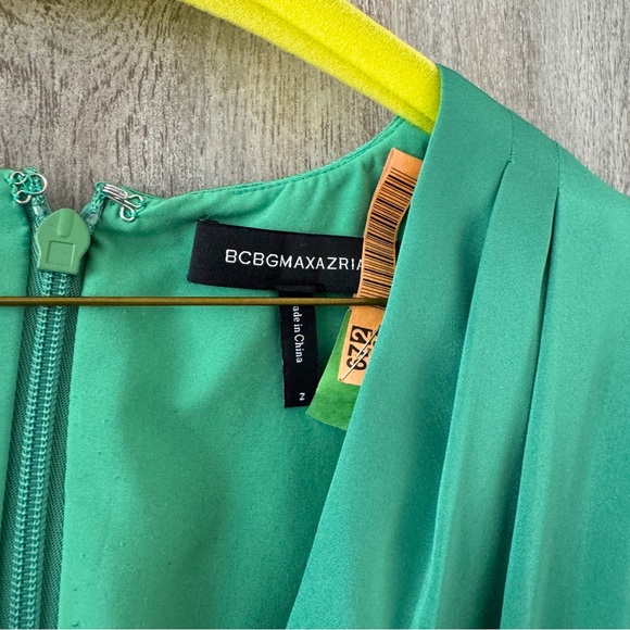 BCBGMAXAZRIA Satin Ruffle Mini Dress - Picture 6 of 7